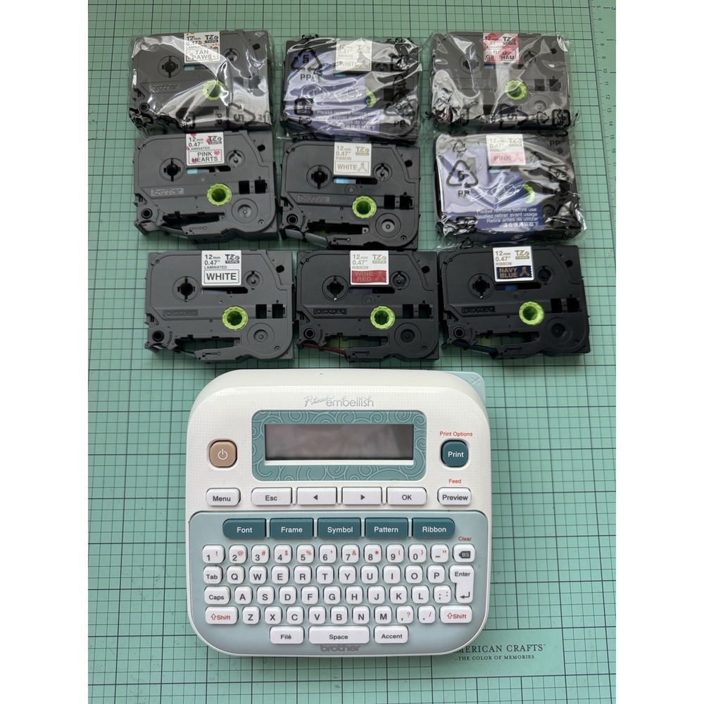 Brother P-touch Embellish PT-D215e Label Maker Machine + 9 TZe 12mm Tape Lot